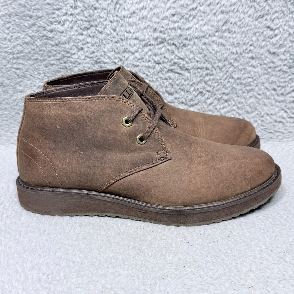 LL Bean‎ Stonington Mens Size 9 Chukka Boots Brown Oiled Leather Lace Up 511441